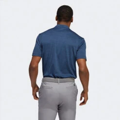 Adidas Texture Stripe Golf Polo Shirt -ForeGear Shop Adidas AW22 Texture Stripe Polo Shirt HM8261 SHADI686 Collegiate Navy Crew Navy Model 3