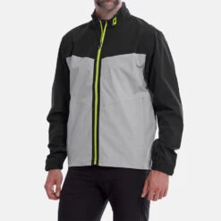 FootJoy HydroLite Waterproof Golf Jacket 9 FootJoy HydroLite Waterproof Golf Jacket -ForeGear Shop FootJoy AW21 HydroLite Waterproof Jacket 87976 Code WJFOO088 M Black Grey Lime model 1
