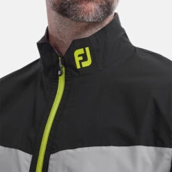 FootJoy HydroLite Waterproof Golf Jacket 10 FootJoy HydroLite Waterproof Golf Jacket -ForeGear Shop FootJoy AW21 HydroLite Waterproof Jacket 87976 Code WJFOO088 M Black Grey Lime model 2