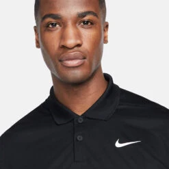 Nike Dry Victory Colourblock Golf Polo Shirt -ForeGear Shop Nike SS22 Dry Victory Colourblock Golf Polo Shirt DH0845 010 M Black White Smoke Grey model 2