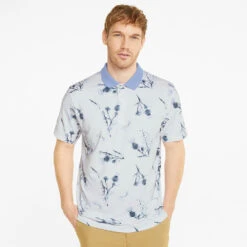 Puma MATTR Lowlands Golf Polo Shirt -ForeGear Shop Puma AW22 Matte Lowlands Polo 535453 02 SHPUM637 Bright White Lavendar Pop S Model 1