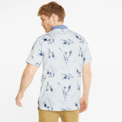 Puma MATTR Lowlands Golf Polo Shirt -ForeGear Shop Puma AW22 Matte Lowlands Polo 535453 02 SHPUM637 Bright White Lavendar Pop S Model 3