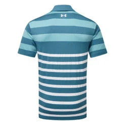 Under Armour Playoff 3.0 Rugby YD Golf Polo Shirt -ForeGear Shop Under Armour SS23 Playoff 3.0 Rugby YD Stripe Polo Shirt 1378676 414 SHUND321 S Static Blue Still Water White Back